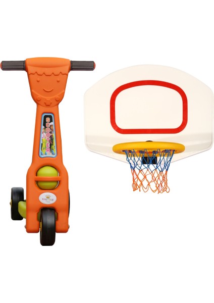 Çocuklar Için 2'li Hareket Seti: Duvar Basketbol Potası & 3 Tekerlekli Scooter | Spor ve Eğlence Bir Arada!
