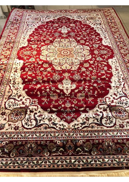 Asaryün Halı Ipek H3864 Bordo Ipeksi Geleneksel Renkli Göbekli Klasik Desen Salon Halısı Modern