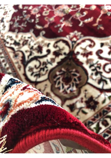 Asaryün Halı Ipek H3864 Bordo Ipeksi Geleneksel Renkli Göbekli Klasik Desen Salon Halısı Modern indirimleri