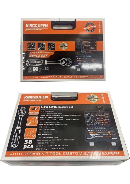 Prohu mmer Kıngqueen 58 Parça Professional Lokma Takımı ve Alet Takım Seti PH240