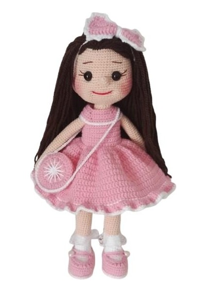 Çantalı Pembe Fatoş Bebek Amigurumi Oyuncak