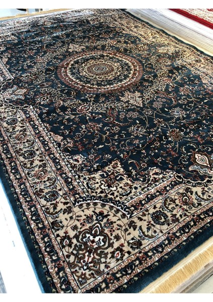 Asaryün Halı Ipek H4095M Mavi Krem Ipeksi Geleneksel Renkli Göbekli Klasik Desen Salon Halısı Modern fiyatları