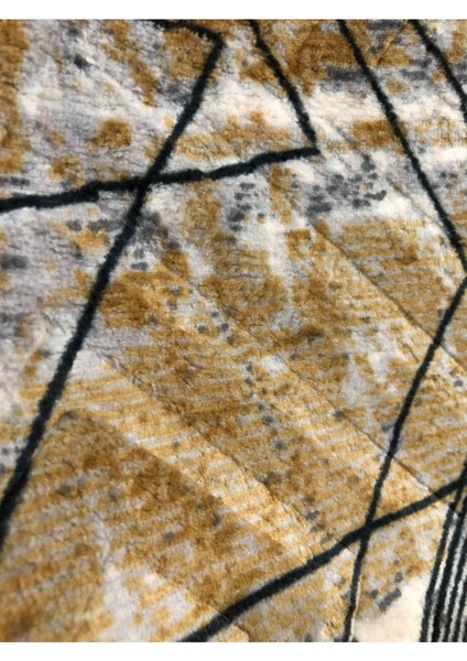 Kabartmalı Keçeli Jel Kaymaz Taban Yıkanabilir Yumuşak Halı Üst Kalite Kahve Gri Çizgili fırsatları