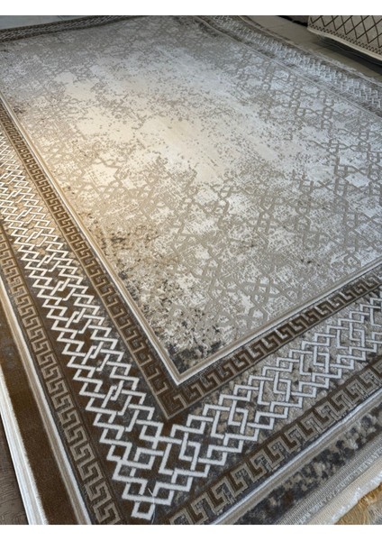 Nadide 1035 Vizon Modern Çerçeve Göbekli Desen Avangard Akrilik Salon Halısı Üst Kalite fiyatları