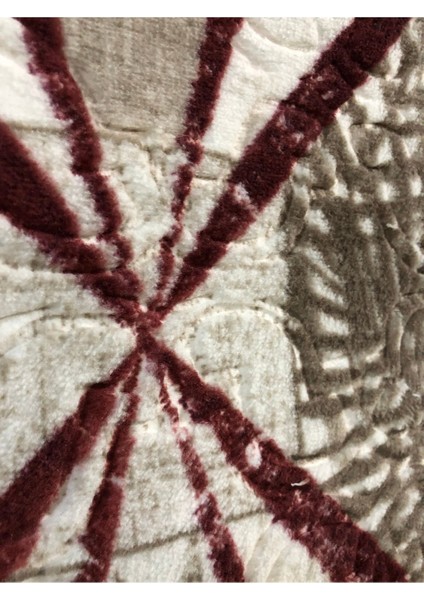 Dinarsu Kabartmalı Keçeli Jel Kaymaz Taban Yıkanabilir Yumuşak Halı Üst Kalite Bordo Yıldız Desen