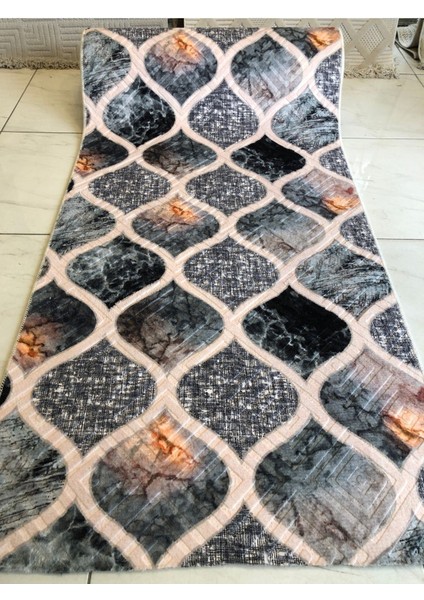 Kabartmalı Halı Dokusunda Jel Kaymaz Taban Yıkanabilir Kesme Yolluk Üst Kalite Vintage Modern Desen