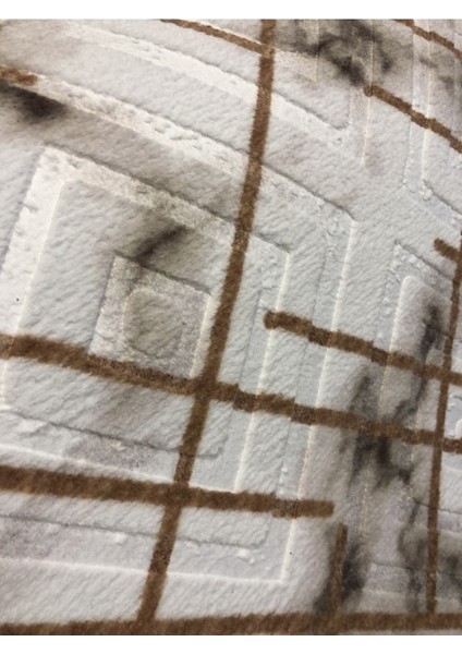 Kabartmalı Halı Dokusunda Jel Kaymaz Taban Yıkanabilir Yumuşak Kesme Yolluk Üst Kalite Kahve Çizgili modelleri