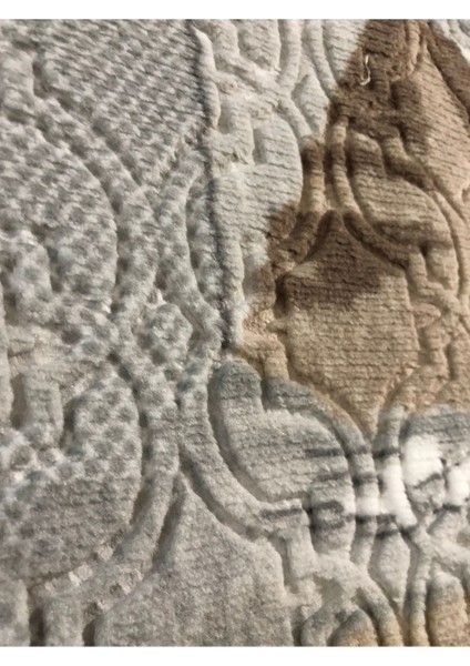 Dinarsu Kabartmalı Keçeli Jel Kaymaz Taban Yıkanabilir Yumuşak Halı Üst Kalite Kahve Bej Iskandinav