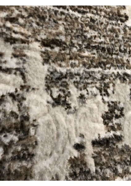 Dinarsu Kabartmalı Keçeli Jel Kaymaz Taban Yıkanabilir Yumuşak Halı Üst Kalite Kahve Gri Krem Modern