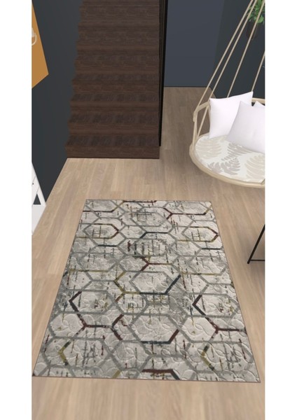 Merinos Kabartmalı Keçeli Jel Kaymaz Taban Yıkanabilir Yumuşak Halı Üst Kalite Gri Renkli Iskandinav