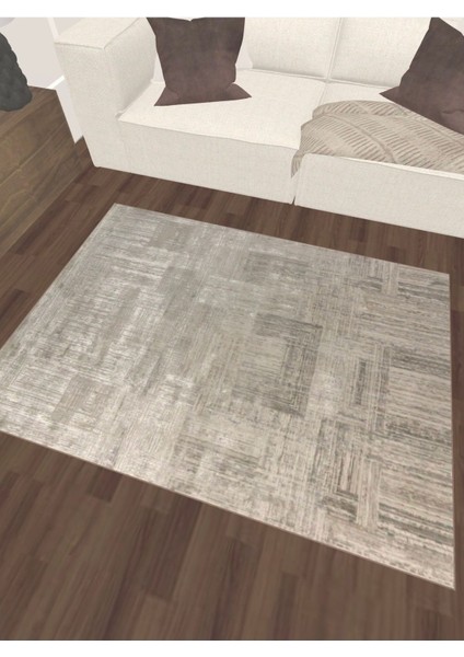 Halı Aspen Modern Kahve Çizgili Eskitme Desen Hav Vermez Tozumaz Yumuşak Ipeksi Parlaklık