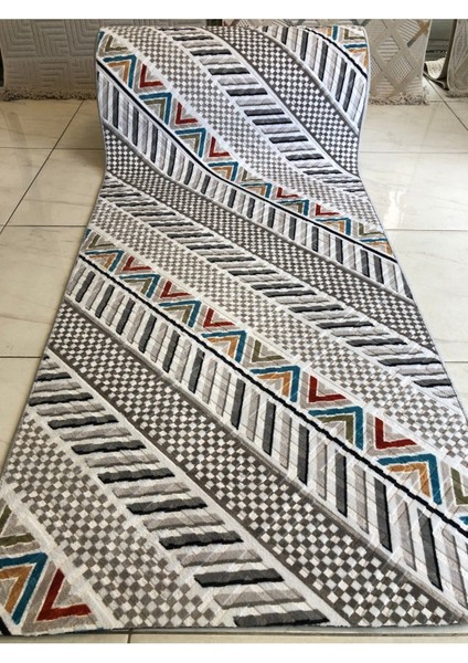 Kabartmalı Halı Dokusunda Jel Kaymaz Taban Yıkanabilir Kesme Yolluk Üst Kalite Vintage Modern Desen