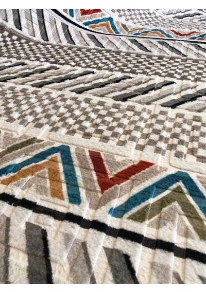 Kabartmalı Halı Dokusunda Jel Kaymaz Taban Yıkanabilir Kesme Yolluk Üst Kalite Vintage Modern Desen