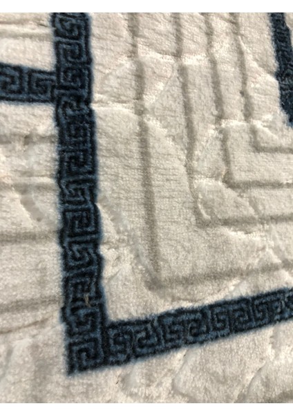 Merinos Kabartmalı Keçeli Jel Kaymaz Taban Yıkanabilir Yumuşak Halı Üst Kalite Mavi Çizgili fırsatları