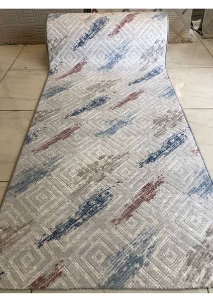 Kabartmalı Halı Dokusunda Jel Kaymaz Taban Yıkanabilir Kesme Yolluk Üst Kalite Vintage Modern Desen