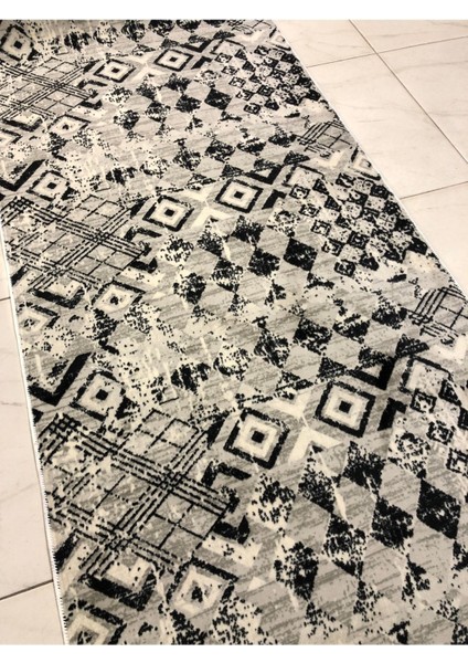 Aksu Jel Kaymaz Taban Yıkanabilir Yumuşak Yüzey Kesme Yolluk Üst Kalite Siyah Beyaz Iskandinav Desen fırsatları