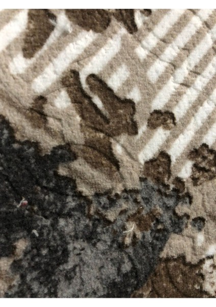 Dinarsu Kabartmalı Keçeli Jel Kaymaz Taban Yıkanabilir Yumuşak Halı Üst Kalite Kahverengi Iskandinav