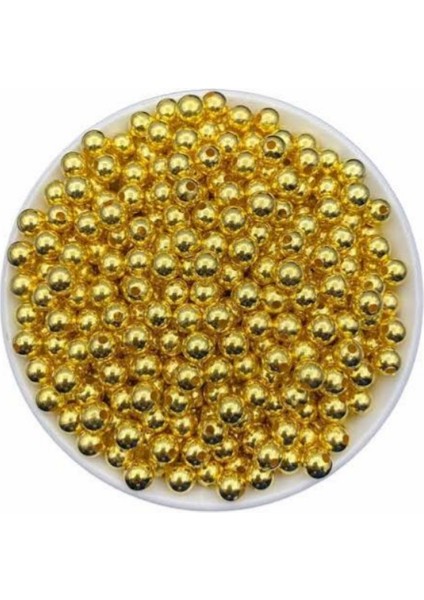 8 mm Gold Metalik Renk Boncuk 50 gr