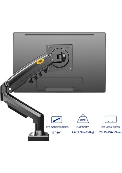 North Bayou F80 17"-30" Amortisörlü 2-9 kg Monitör Standı Yeni Tasarım 2025 Gray Edition fiyatları