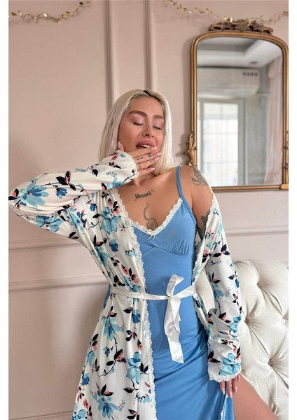 Turkuaz Soft Breeze Exclusive Örme Sabahlıklı Gecelik Kadın Pijama Takımı fiyatları