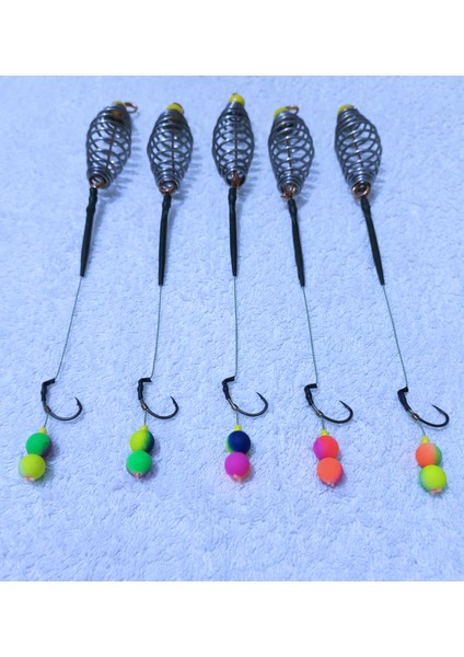 5 Adet Yemlik Yaylı Gökkuşağı Boncuk'lu Sazan Takımı