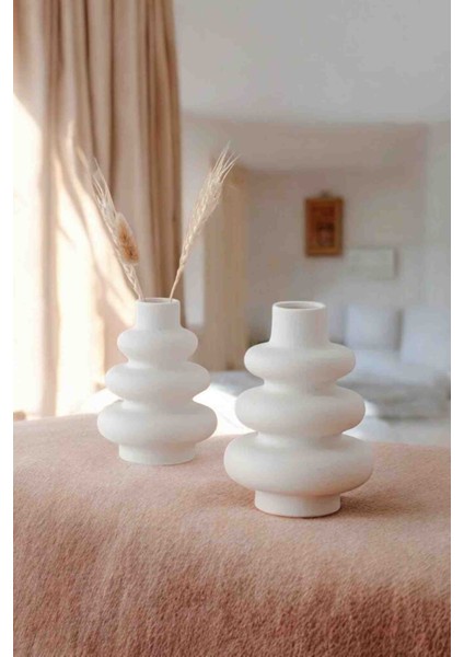 Beyaz Iskandinav Minimal Vazo