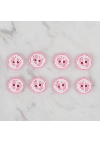 Crafts Pembe 8 Li Ayak Izi Düğme - 436
