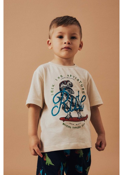 Nmmbennıbo Ss Nreg Top Pb Ekru Erkek Çocuk Kısa Kol T-Shirt