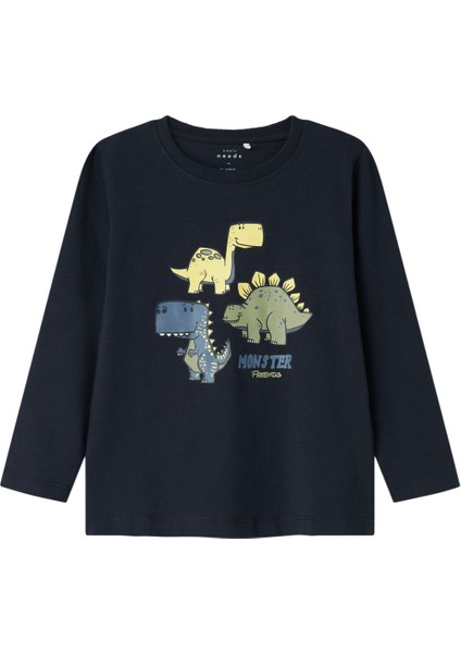 Nameit Nmmvux Ls Top Lacivert Erkek Çocuk Kısa Kol T-Shirt