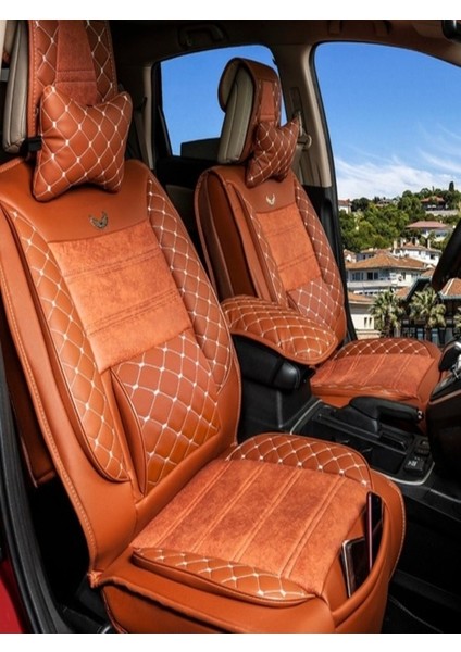 Isuzu D-Max Yeni Uyumlu Yarı Deri Oto Koltuk Kılıfı Ön/arka Tam Set Elit (Tarçın)