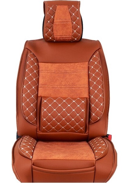 fiat 500 Ailesi Uyumlu Yarı Deri Oto Koltuk Kılıfı Ön/arka Tam Set Elit (Tarçın)