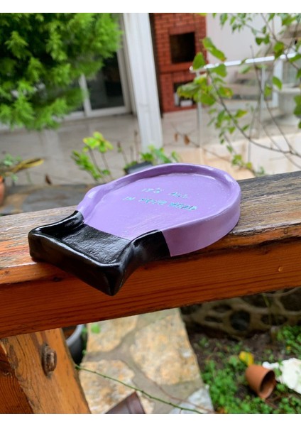 El Yapımı Seramik Dekoratif Mor Takı Tabağı