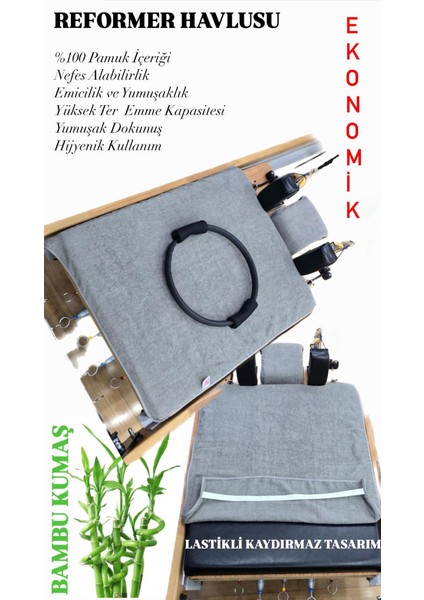 Pilates Reformer Havlusu Kaydırmaz Gri
