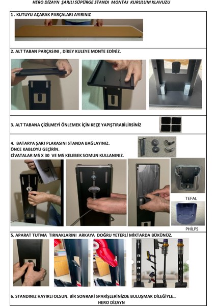 Kablosuz Süpürge Standı Dyson Philips Bosch Tefal Uyumlu Süpürge Standı Dikey Süpürge Standı