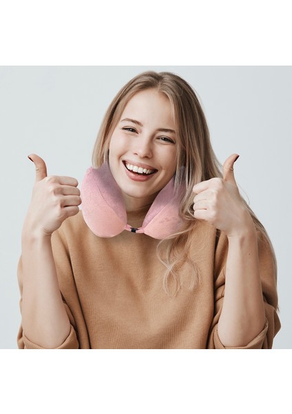 Viscohappy Ortopedik Profesyonel Visco Seyahat Yastığı ( Toz Pembe )