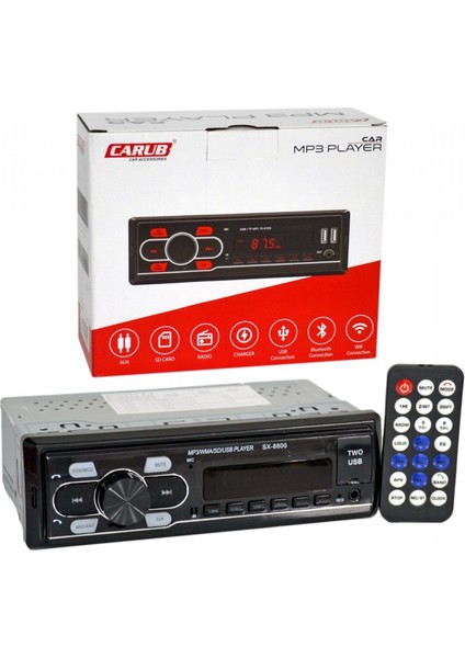 Oto Teyp Mp3 Çalar (Bluetooth+2 Usb+Sd) Kırmızı Işıklı 60WX4 SX-8800 BR2749951