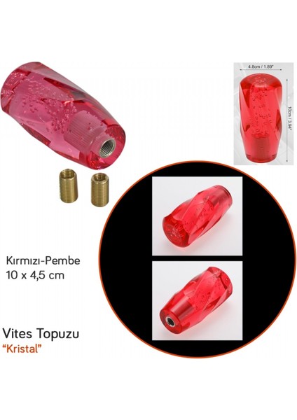 Vites Topuzu Kristal Kırmızı 10 cm BR6219303