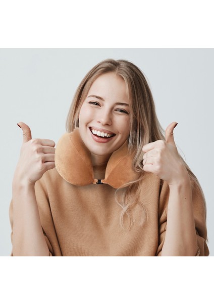 Viscohappy Ortopedik Profesyonel Visco Seyahat Yastığı ( Camel Rengi )