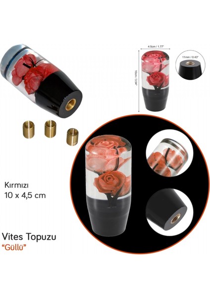 Vites Topuzu Güllü Kırmızı 10 cm BR6219302