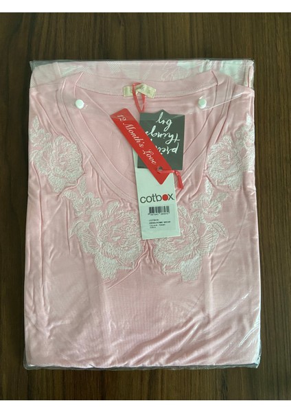 Zi Pembe Beyaz Desenli Kısa Kollu Pijama Takımı