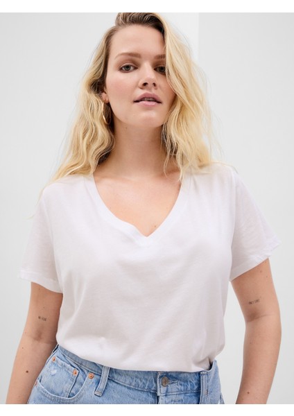 Organik Pamuk V Yaka T-Shirt