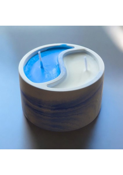 El Yapımı Soya Mumu Yin-Yang Mavi Beyaz modelleri