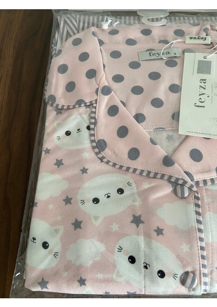 Zi Pembe Desenli Önden Düğmeli Gömlek Yaka Kısa Kol Pijama Takımı