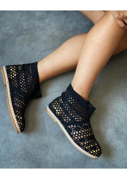 9200 Modelşık Modern Dantel Kısa Bot Dantel Espadril Babet fırsatları