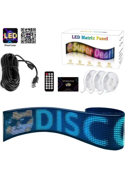 16X32 Matrix Esnek LED Ekran Telefon Kontrollü Cama Yapışan Araba Ev Dükkan Ofis Bluetooth Tabela