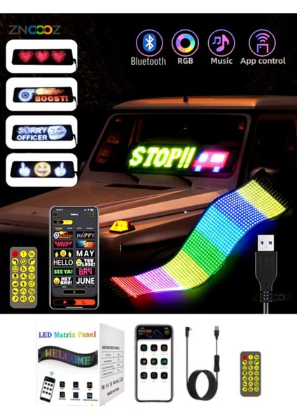 16X32 Matrix Esnek LED Ekran Telefon Kontrollü Cama Yapışan Araba Ev Dükkan Ofis Bluetooth Tabela