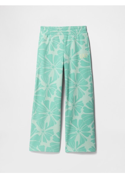 Kız Çocuk Mavi Gap Logo Wide Leg Eşofman Altı