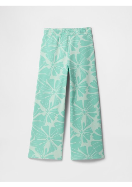 Kız Çocuk Mavi Gap Logo Wide Leg Eşofman Altı