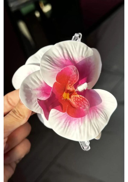 Beyaz ve Pembe Renk Aloha Orkide Mandal Toka modelleri