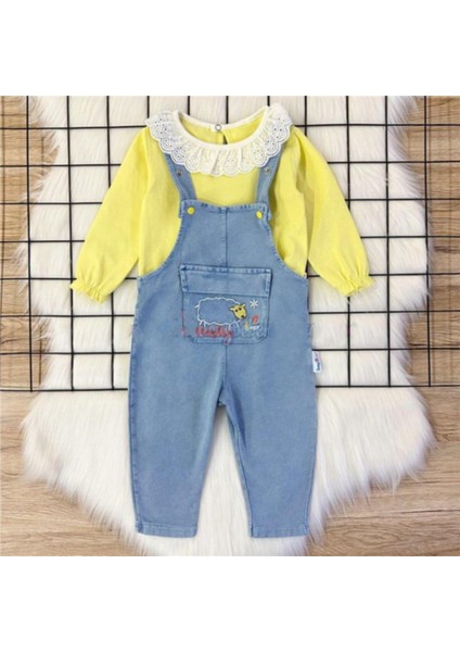 Kiz Çocuk Jean Kuzulu Salopet 2' Li Kot Tulum Takim fiyatları